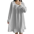 thumbnail image 5 of Kaemgyyd Womens Flannel Nightgowns Fall Winter Warm Fuzzy Fleece Sleep Dress Loose Long Sleeve Ruffle Hem Loungewear Shaggy Sleepwear, 5 of 7