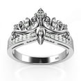 thumbnail image 2 of Sz 7 Sterling Silver Cubic Zirconia Princess Crown Tiara CZ Band Ring, 2 of 3