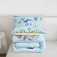thumbnail image 5 of jejeloiu Watercolor Ocean Life Full Size Comforter Sets,Whale Print Bedding Comforter Set For Boys,Blue White,Polkadot Reversible,3 Pieces,1 Comforter and 2 Pillowcases, 5 of 7