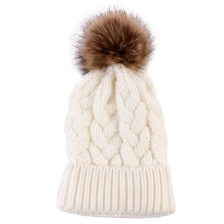 

Dadaria Womens Winter Hats Women Fashion Keep Warm Winter Hats Knitted Wool Hemming Hat White Women