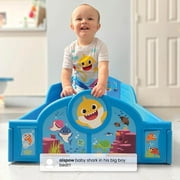 Baby Shark Plastic Sleep and Play Plastic Toddler Bed with Attached Guardrails - Toddler Size Bed