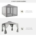 thumbnail image 3 of Outsunny 9.6' x 11.6' Patio Gazebo, Steel Frame, Polyester Roof, Outdoor Canopy Shelter, Gray, 3 of 9
