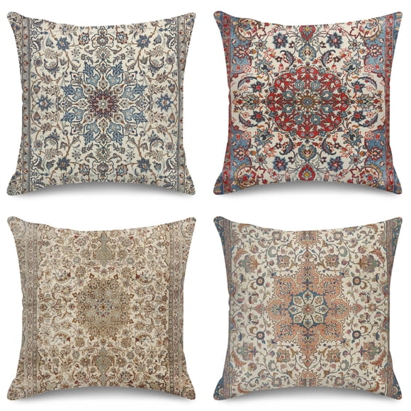 Juego de 4 fundas de almohada Sanwarm Home Decor, 45 x 45 cm, círculo marrón