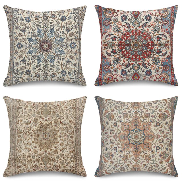 Juego de 4 fundas de almohada Sanwarm Home Decor, 45 x 45 cm, círculo marrón