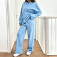 thumbnail image 7 of Stichou Womens Sweatsuits 2 Piece Outfit Fleece Cute Oversized Hoodies Y2k High Waisted Baggy Wide Leg Sweatpants with Pockets Sky Blue 2XL, 7 of 7