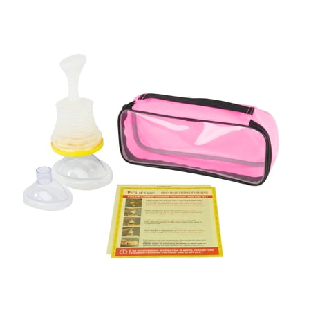 LifeVac Travel Kit, Portable Choking Rescue Device - First-Aid Emergency Suction, Adult & Baby/Kids Masks, Zip Bag, HSA/FSA Approved - Pink, 1 count