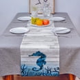 thumbnail image 4 of Table Runner Dresser Scarves 70 Inch Long, Sea Horse Ocean Animals Linen Dining Table Runners Vintage Wooden Board Tabletop Scarf for Wedding Holiday Party Kitchen, 4 of 7