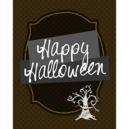 Happy Halloween Print Scary Tree Picture Brown Polka Dot Design Background Wall Decoration Seasonal Poster