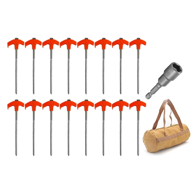 Estacas para Acampar Con Tornillo en Espiral 20 Piezas Campaña (16 Piezas)