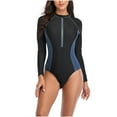 thumbnail image 2 of YanHoo Womens One Piece Swimsuit Athletic Workout Bathing Suit Long Sleeve Zipper Surfing Swimwear for Teen Junior, 2 of 9