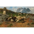 thumbnail image 2 of Christian Friedrich Mali 18x13 Black Ornate Wood Framed Double Matted Museum Art Print Titled - Shepherd Boy with Sheep in the Mountains (1904), 2 of 5
