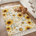 thumbnail image 2 of Kitchen Runner Rugs, Yellow Sunflower Spring Blossom Floral 4'x6' Throw Rug with Tassels, Wildflower Seamless Washable Soft Floor Carpet Runner for Hallway Bedroom Bathroom Laundry Room, 2 of 9