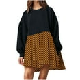 thumbnail image 1 of EQWLJWE Robe Chandail Surdimensionnée pour Femmes Décontractée à Col Rond à Manches Longues à Empiècements Haut à Enfiler Chandails Décontractés Robe Mini Robes de Retour à la Maison 2023, 1 of 6
