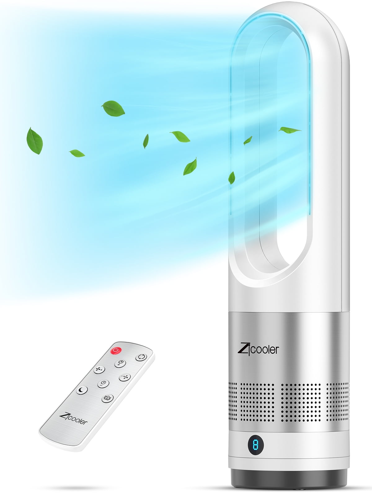 Zicooler 22" Tower Fan with Remote, 80° Oscillating Bladeless Fan