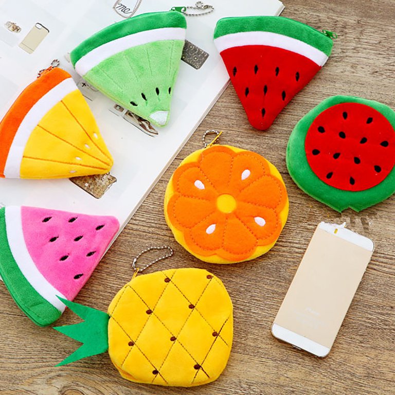 Fruit Leather Coin Purse Keychain – Mini Zipper Pouch For Coins, Keys, Bag Charm (Orange, Strawberry, Etc.)