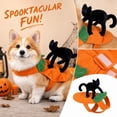 thumbnail image 2 of Halloween Pumpkin Dog Vest Costume, with Black Cat Decor, Funny Pet Harness Outfit, Party Cosplay Apparel, Soft Fleece for Small Medium Dogs Puppies Cats Kitten, 2 of 6