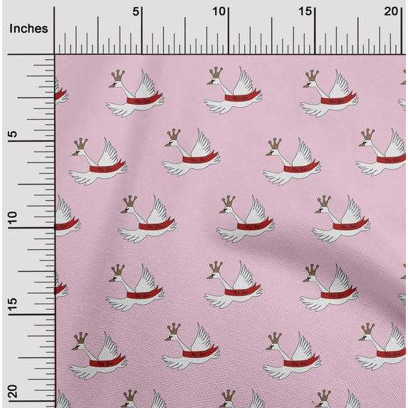 oneOone Cotton Cambric Blush Pink Fabric White Bird Dress Material Fabric Print Fabric By The Yard 56 Inch Wide