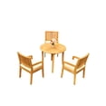 thumbnail image 4 of Grade-A Teak Dining Set: 3 Seater 4 Pc: 36" Round Table And 3 Maldives Arm Chairs Outdoor Patio WholesaleTeak #51ML0704, 4 of 6