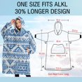 thumbnail image 4 of Oversized Wearable Blanket Hoodie,Boho Blue Geometric Ethnic Pattern Sherpa Blanket Hoodie with Super Pockets,Super Warm Fuzzy Pullover for Women & Men, 4 of 6