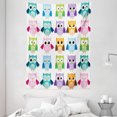 thumbnail image 1 of Nursery Tapestry, Colorful Collection Friendly Owl Birds with Different Face Expressions Comic Cute, Wall Hanging for Bedroom Living Room Dorm Decor, 60W X 80L Inches, Multicolor, by Ambesonne, 1 of 2