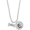 thumbnail image 1 of Delight Jewelry Silvertone Mini ''Rescue'' Dog Bone Silvertone Script Initial Disc - Q - Charm Necklace, 20"+3", 1 of 4