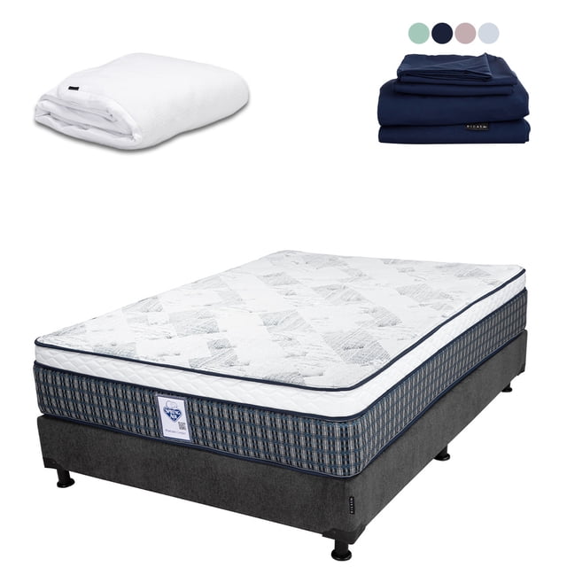 Colchón Queen Size Cardona Spring Air + Protector de Colchón Cloud + Sábanas Softy