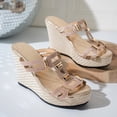 thumbnail image 4 of DAFEI Sandales Compensées en Liège pour Femmes avec Décoration Carrée en Métal Rétro, à la Mode et Confortables Chaussures pour Femmes, 4 of 7