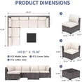 thumbnail image 2 of IdealHouse 7 Pieces Outdoor Patio Furniture Set, Rattan Conversation Set with Coffee Table, Cushioned Sofa, Multi-Piece U-Shaped Design, Modular Family Seating, Brown + Beige, 2 of 6