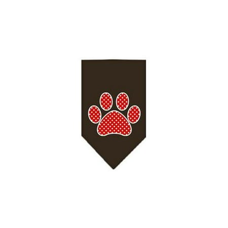 - Red Swiss Dot Paw Screen Print Bandana Cocoa Large