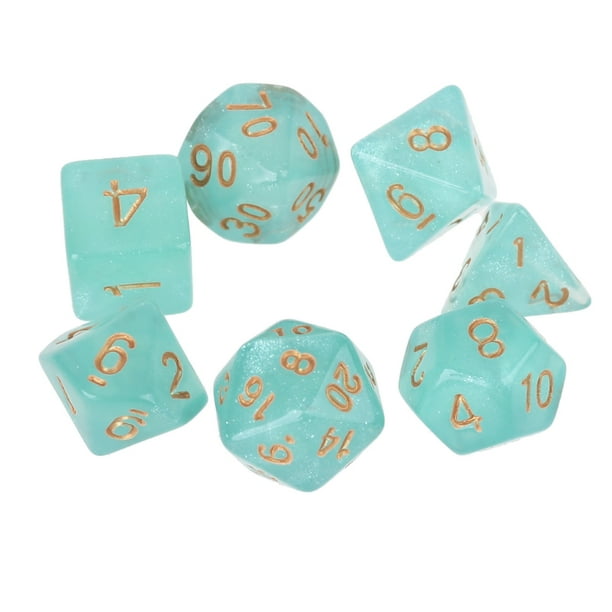 CANKER 7pcs D20 Acrylic Polyhedral Dice Glitter Double Colors 20 Sided