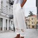 thumbnail image 3 of Pantalones cortos de mujer Pantalones largos de verano de encaje de color sólido con bolsillos Traje diario FLhrweasw Nuevo, 3 of 9