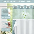 thumbnail image 3 of No Hook Shower Curtain with Snap in Liner Set Less Time Black Waffle Shower Curtain for Bathroom 75" L x 72" W, 3 of 5