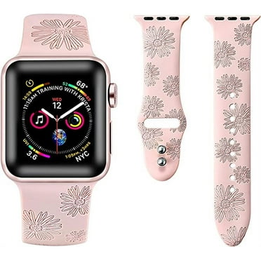 Apple Watch Replacement Band Floral Soft Silicone, Compatible with Apple iWatch Series 7 6 5 4 3 2 1 SE