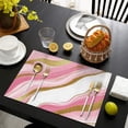 thumbnail image 3 of Pink Gold Marble Pattern Summer Placemats Table Placemats Set Of 6-Linen Kitchen Washable Placemats Table Mats 11.8"x17.7" Non-Slip Heat Resistant, 3 of 5