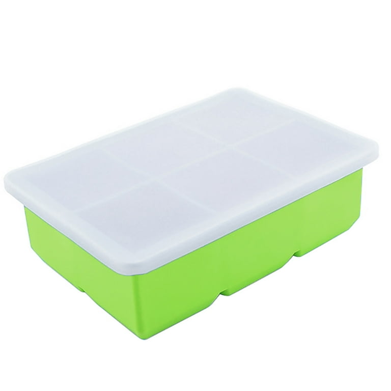 Shulemin Food Grade Silicone 6 Grids Square Ice Cube Tray Maker Mold  Container with Lid,Black