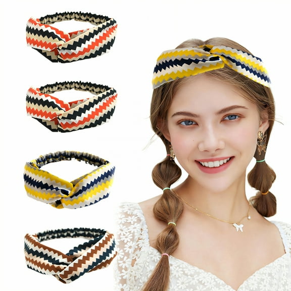 TELOLY 4Pcs Headbands for Women,Cloth Head Wraps,Bandana Headbands for Women,Mixing1