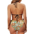 thumbnail image 6 of Uourmeti Women's Retro 70s Groovy Floral Halter Triangle Bikini Set - Tie Side Sexy Two-Piece Swimwear for Beach Vacation & Pool Party, 6 of 9