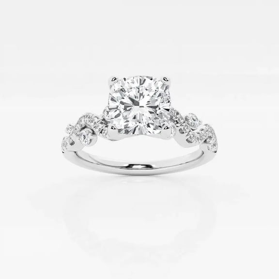 Zoya Jewel 1.4 Ct Cushion Cut Lab Created Diamond Engagement Ring – Women’s Wave Shank Design – 14K White Gold Plated – Bridal or Wedding Gift Jewelry