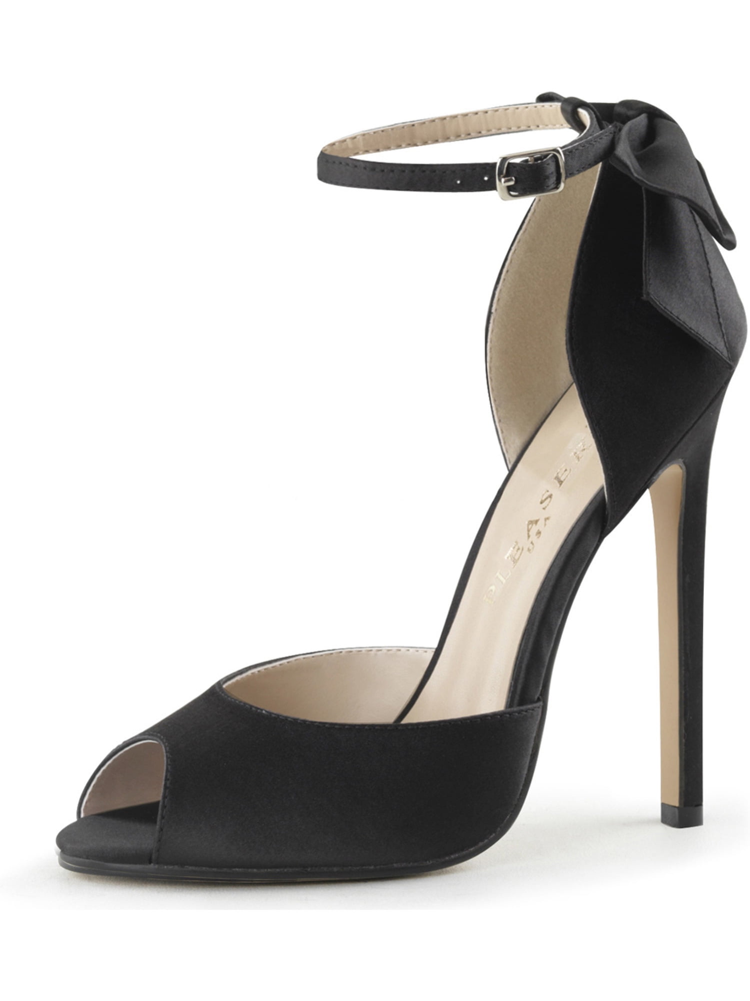 Pleaser - Womens Black Strap Heels D'Orsay Pumps Peep Toe Shoes Bow ...