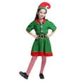 thumbnail image 6 of CUZIBR Christmas Children Kids Girls Teenagers 4PC Outfits Sets Include Dress Hat Sock Belt Green Outfits Sets Trendy Dailywear For Toddler, 6 of 9