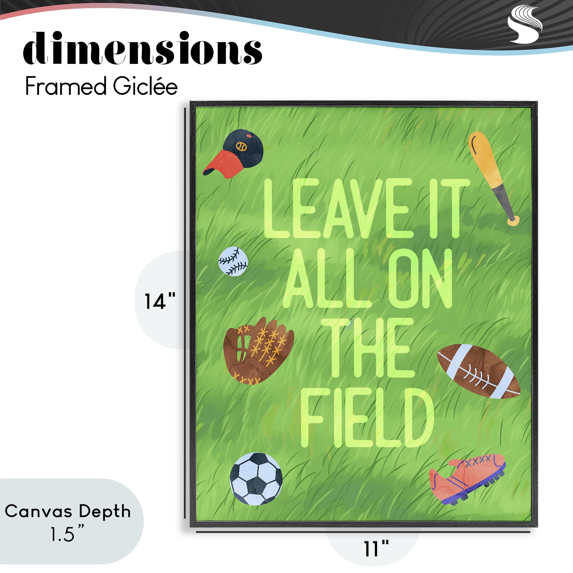 Stupell Industries Leave It On The Field Black Framed Giclee Art, design by Lil' Rue