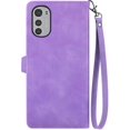 thumbnail image 3 of Zipper Storage Design Wallet Case for Motorola E32, Case for Moto G22,Skin Friendly Feel Leather Case with Magnetic Clasp and Muliti-Card Slots Holster for Moto E32/G22, SZY Purple, 3 of 11