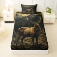 thumbnail image 3 of Manfei Wild Buck Twin Sheets,Mountain Wood Bedding,Brown,3 Pieces,1 Fitted Sheet and 1 Pillowcase, 3 of 6