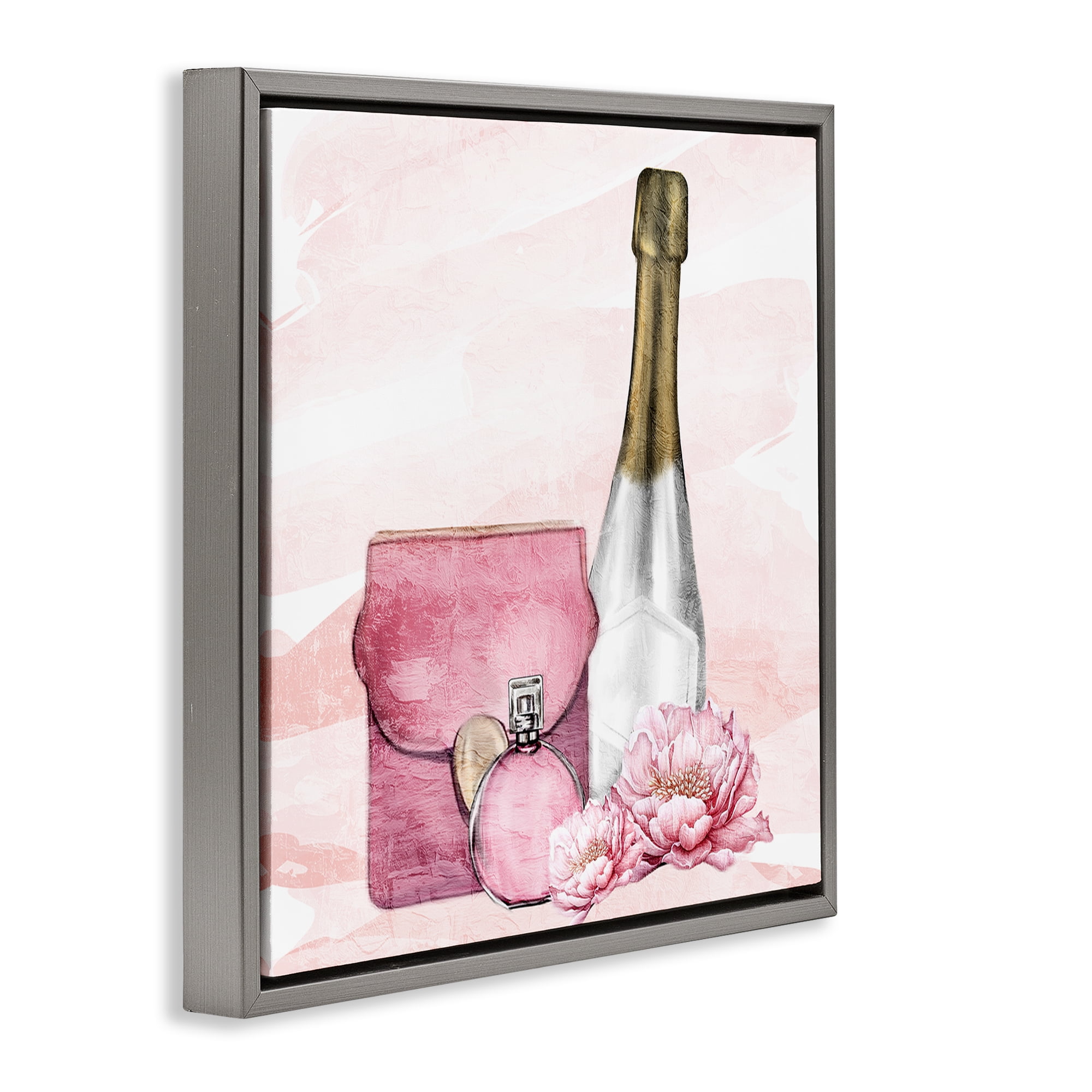 Stupell Industries Glam Time Champagne Gray Framed Floater Canvas Wall Art, design by Kim Allen