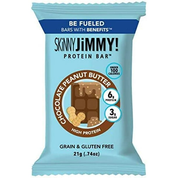 SKiNNY JiMMY! Protein Bar, Under 100 Calories Per Bar, Chocolate Peanut Butter, 24 Count