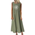 thumbnail image 2 of WAIIMAK Robes d'Été pour Femmes Imprimé Pissenlit sous-Vêtement Coton Lin Robes Sans Manches Col Rond, 2 of 4