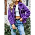 thumbnail image 6 of Yidarton Fleece Plaid Stitching Jacket Winter New  Coat Casual Style Women's Jacket Purple L Size, 6 of 8