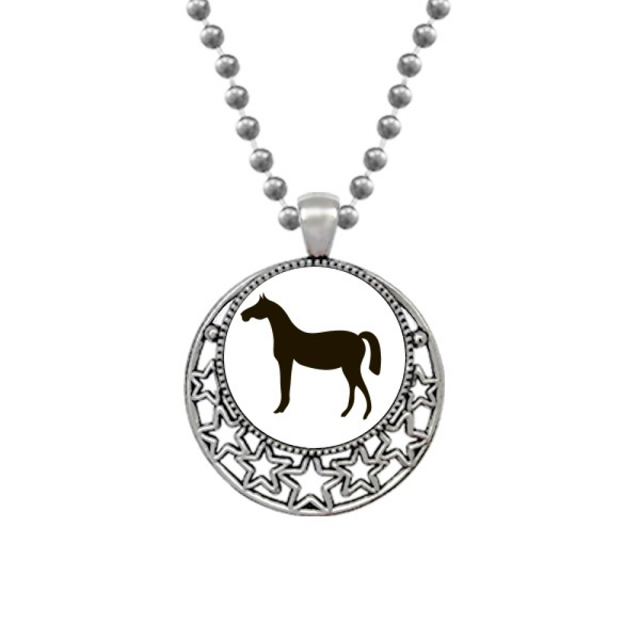 Caballo negro retrato animal Collares Colgante Retro Moon Stars Jewelry Unbranded M