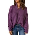 thumbnail image 1 of HOTAPEI Sweaters for Women 1/4 Zip Pullover Sweaters Long Sleeve Knitted Sweater Tops Winter Sweaters, 1 of 6
