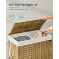 thumbnail image 2 of 42.3 Gallon Foldable Laundry Hamper with Lid, Synthetic Rattan Storage Basket with Removable Liner & Handles, 160L Capacity, Natural, 2 of 5